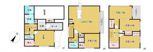 川西市久代、中古一戸建ての間取り画像です