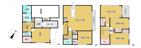川西市久代、中古一戸建ての間取り画像です