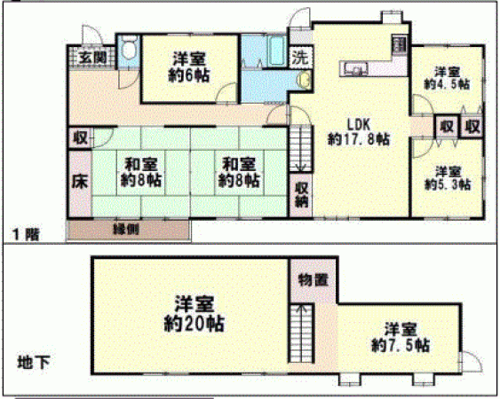 川西市鼓が滝、中古一戸建ての間取り画像です