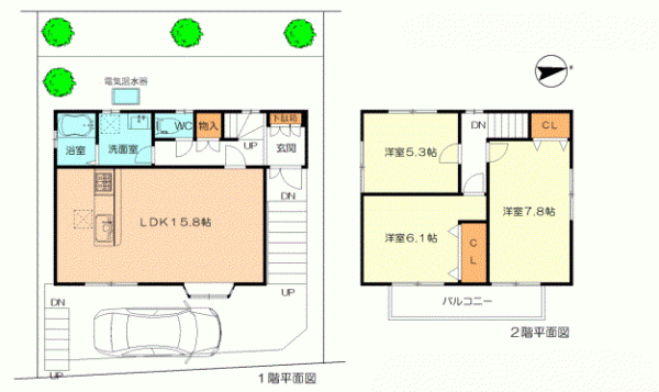 川西市加茂、中古一戸建ての間取り画像です