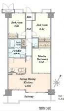 八王子市台町、マンションの間取り画像です