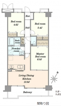 八王子市台町、マンションの間取り画像です