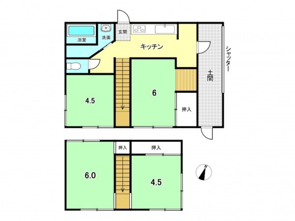 八王子市本町、中古一戸建ての間取り画像です