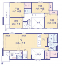 八王子市元本郷町、新築一戸建ての間取り画像です