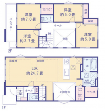 八王子市元本郷町、新築一戸建ての間取り画像です
