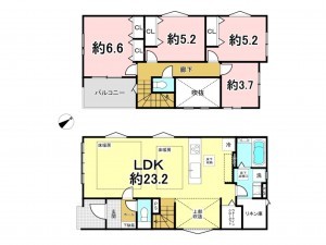 八王子市元本郷町、新築一戸建ての間取り画像です