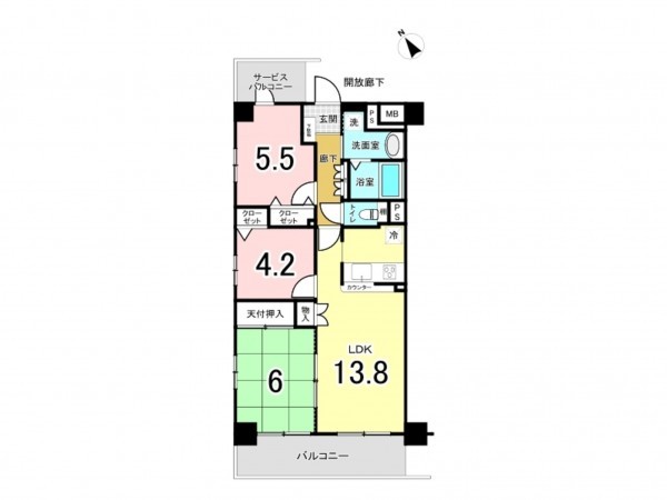 八王子市明神町、マンションの間取り画像です