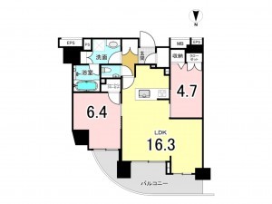 八王子市旭町、マンションの間取り画像です