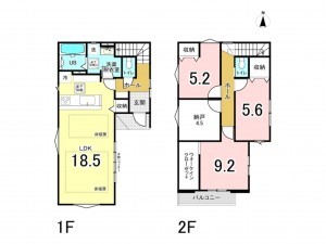 八王子市台町、新築一戸建ての間取り画像です