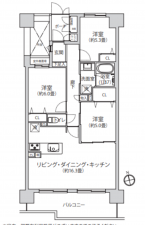 八王子市旭町、マンションの間取り画像です