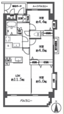 八王子市子安町、マンションの間取り画像です