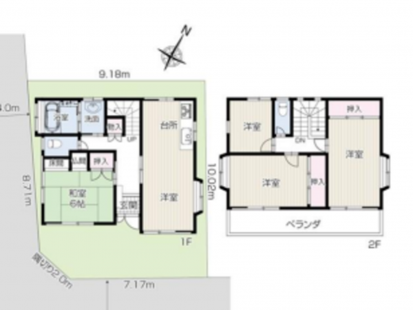 八王子市千人町、中古一戸建ての間取り画像です