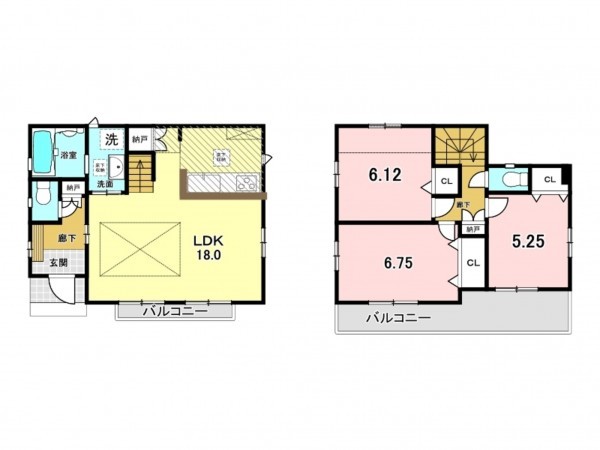 八王子市小門町、新築一戸建ての間取り画像です