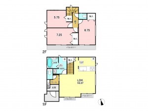 八王子市北野町、新築一戸建ての間取り画像です