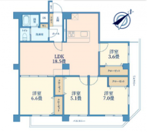八王子市千人町、マンションの間取り画像です