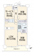 八王子市散田町、マンションの間取り画像です