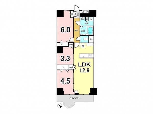 八王子市明神町、マンションの間取り画像です