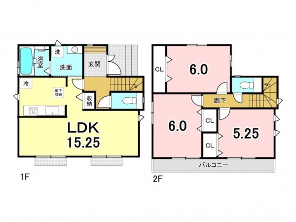 八王子市散田町、新築一戸建ての間取り画像です