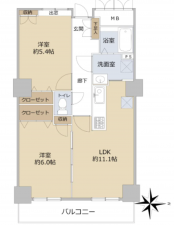 八王子市八日町、マンションの間取り画像です