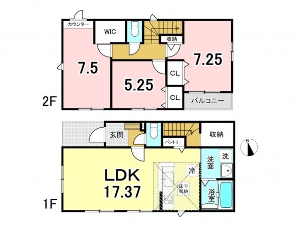 八王子市台町、新築一戸建ての間取り画像です