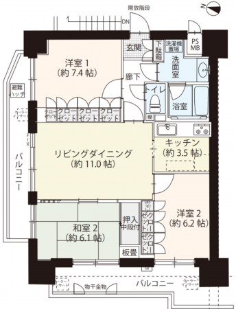 八王子市元横山町、マンションの間取り画像です