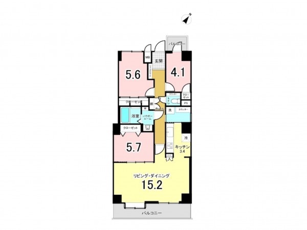 八王子市散田町、マンションの間取り画像です