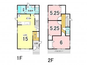 八王子市散田町、新築一戸建ての間取り画像です
