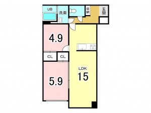 八王子市追分町、マンションの間取り画像です
