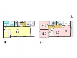 八王子市本郷町、新築一戸建ての間取り画像です