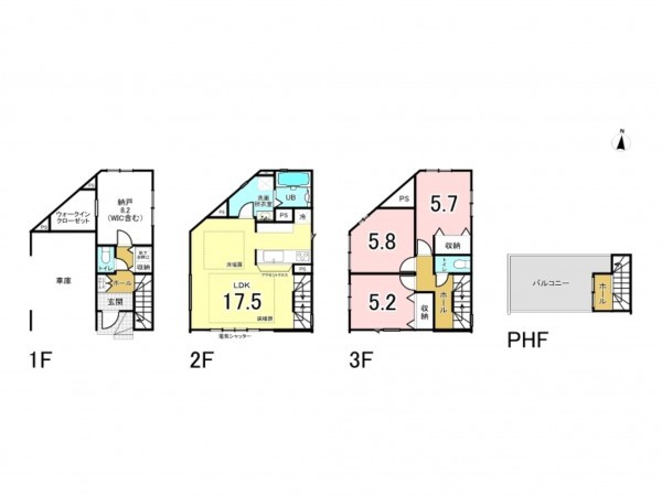 八王子市子安町、新築一戸建ての間取り画像です
