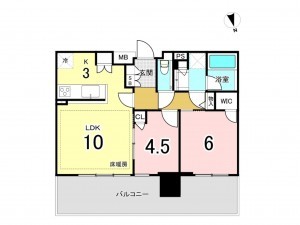 八王子市旭町、マンションの間取り画像です