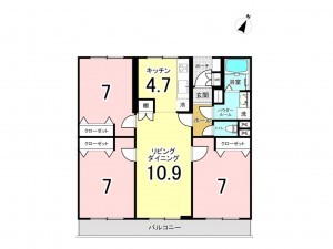 八王子市散田町、マンションの間取り画像です