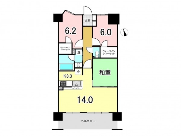 八王子市台町、マンションの間取り画像です