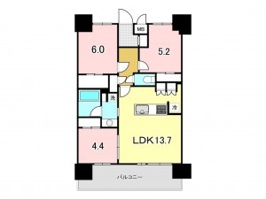 八王子市八日町、マンションの間取り画像です