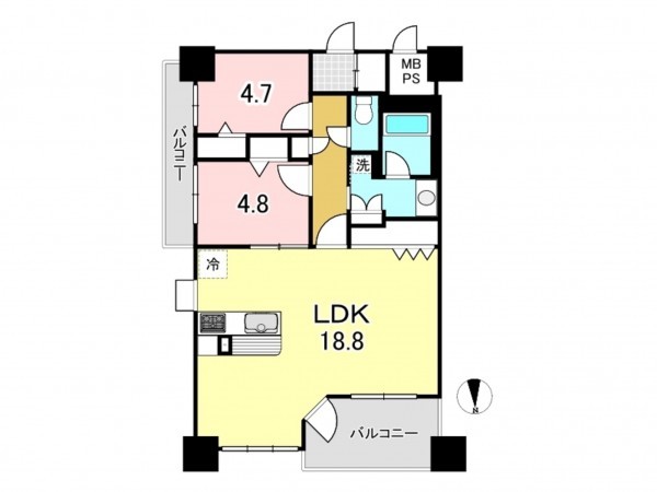 八王子市横山町、マンションの間取り画像です