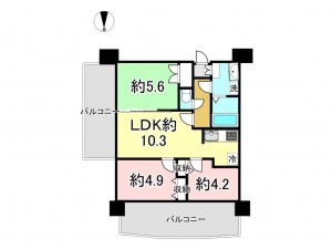 八王子市万町、マンションの間取り画像です