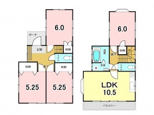 八王子市散田町、中古一戸建ての間取り画像です