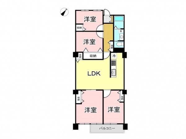 八王子市千人町、マンションの間取り画像です