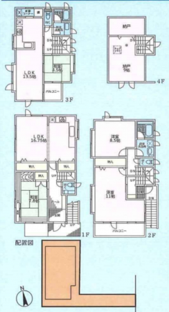 八王子市元横山町、中古一戸建ての間取り画像です