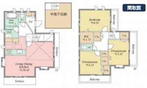 八王子市山田町、中古一戸建ての間取り画像です