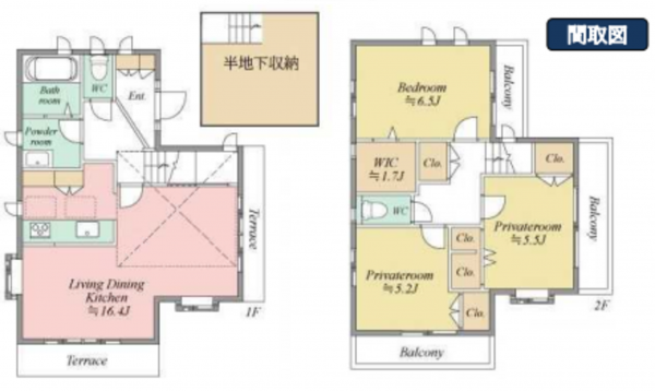 八王子市山田町、中古一戸建ての間取り画像です