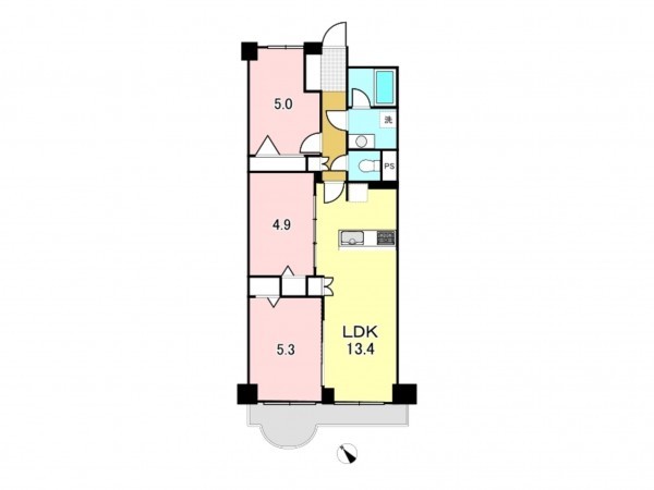 八王子市明神町、マンションの間取り画像です