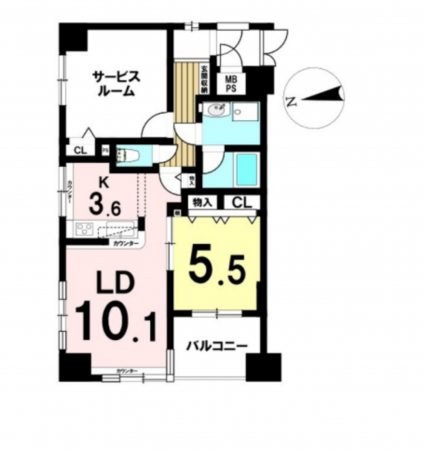 八王子市八日町、マンションの間取り画像です
