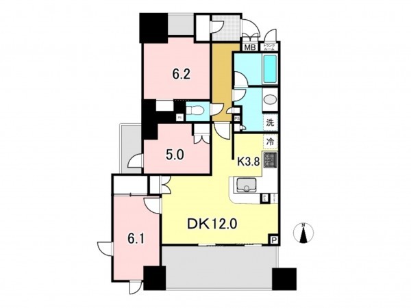 八王子市寺町、マンションの間取り画像です