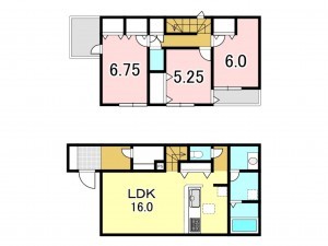 八王子市北野町、新築一戸建ての間取り画像です