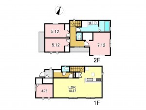八王子市北野町、新築一戸建ての間取り画像です
