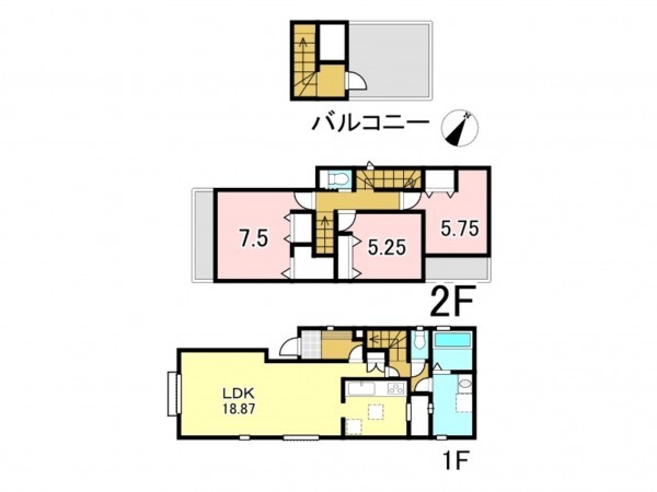 八王子市北野町、新築一戸建ての間取り画像です