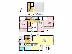 八王子市北野町、新築一戸建ての間取り画像です