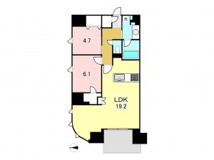 八王子市旭町、マンションの間取り画像です