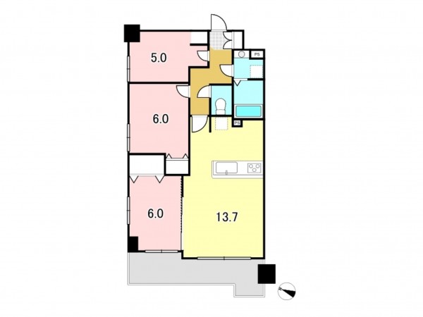 八王子市散田町、マンションの間取り画像です